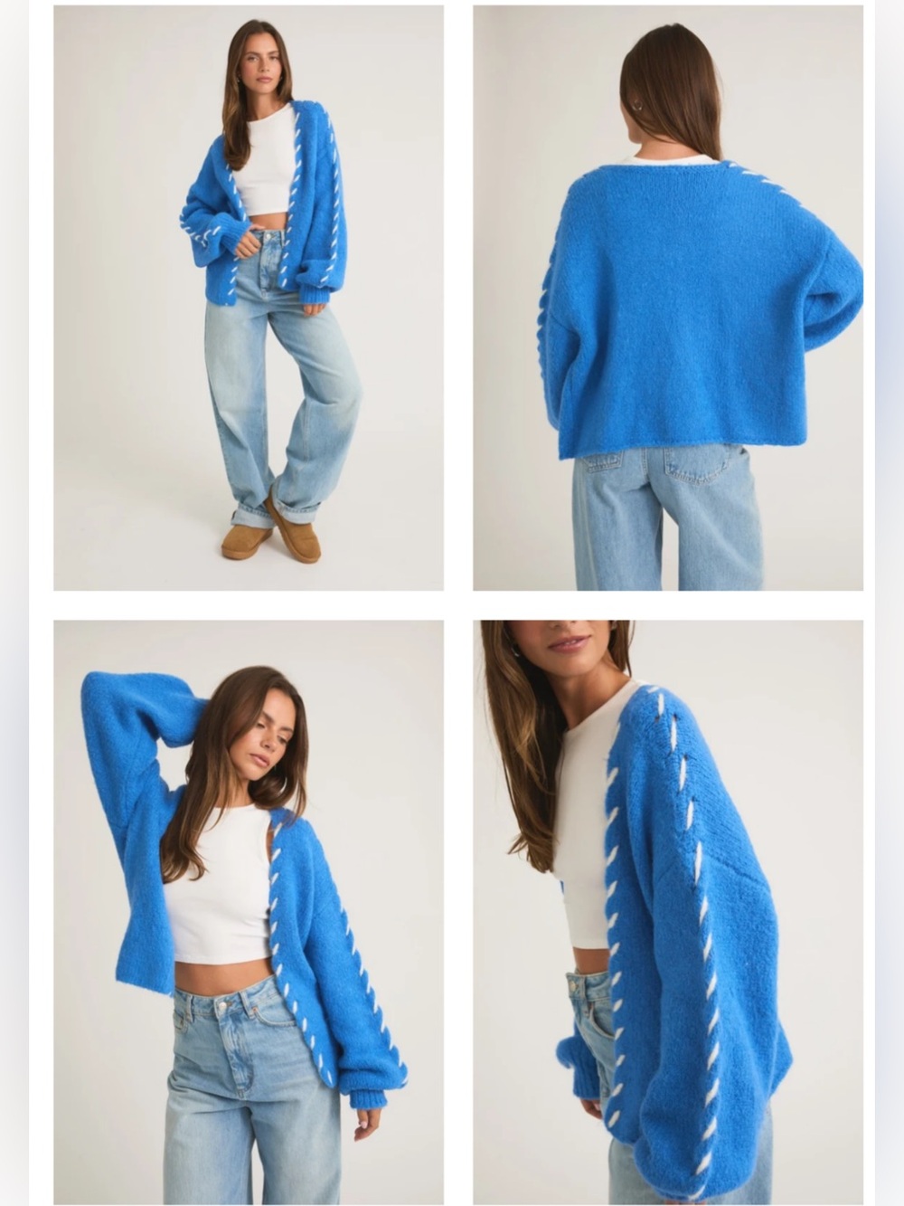 Le Lis collection WhipStitch Arm over sized Cardigan in Royal Blue size M